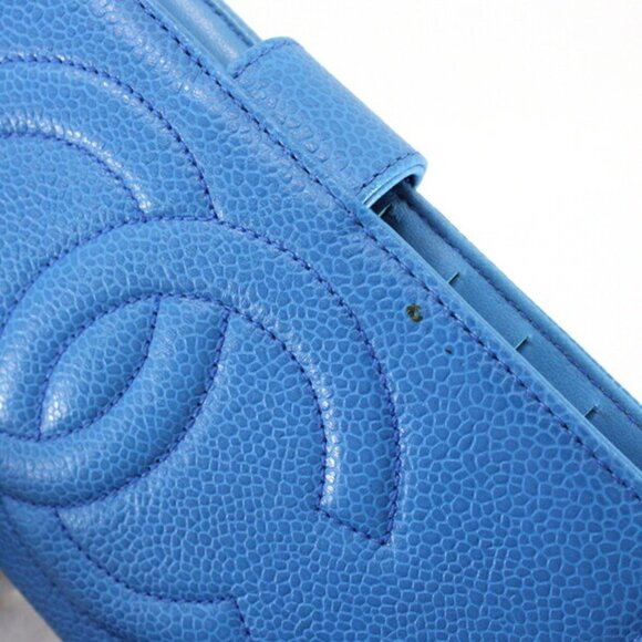 CHANEL Blue Caviar Leather Logo Wallet - Picture 10 of 12